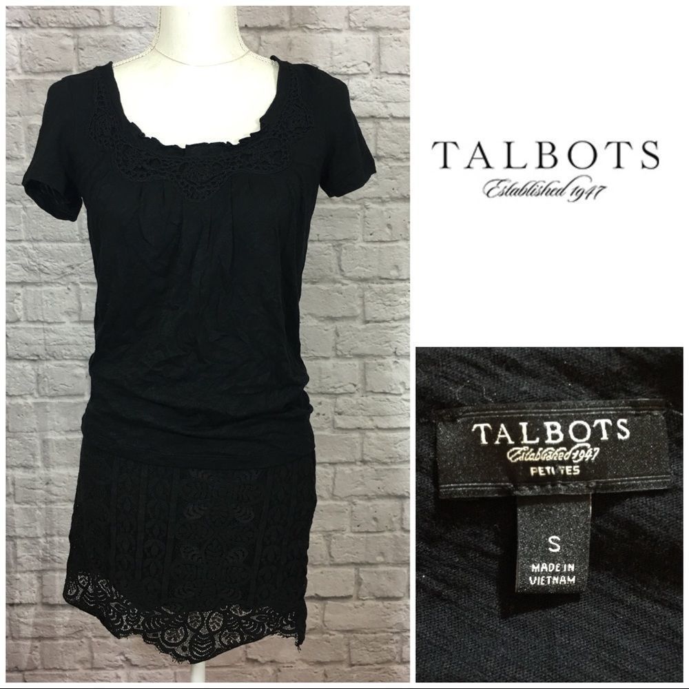 Talbots EUC Crochet Black Top Sz Small P